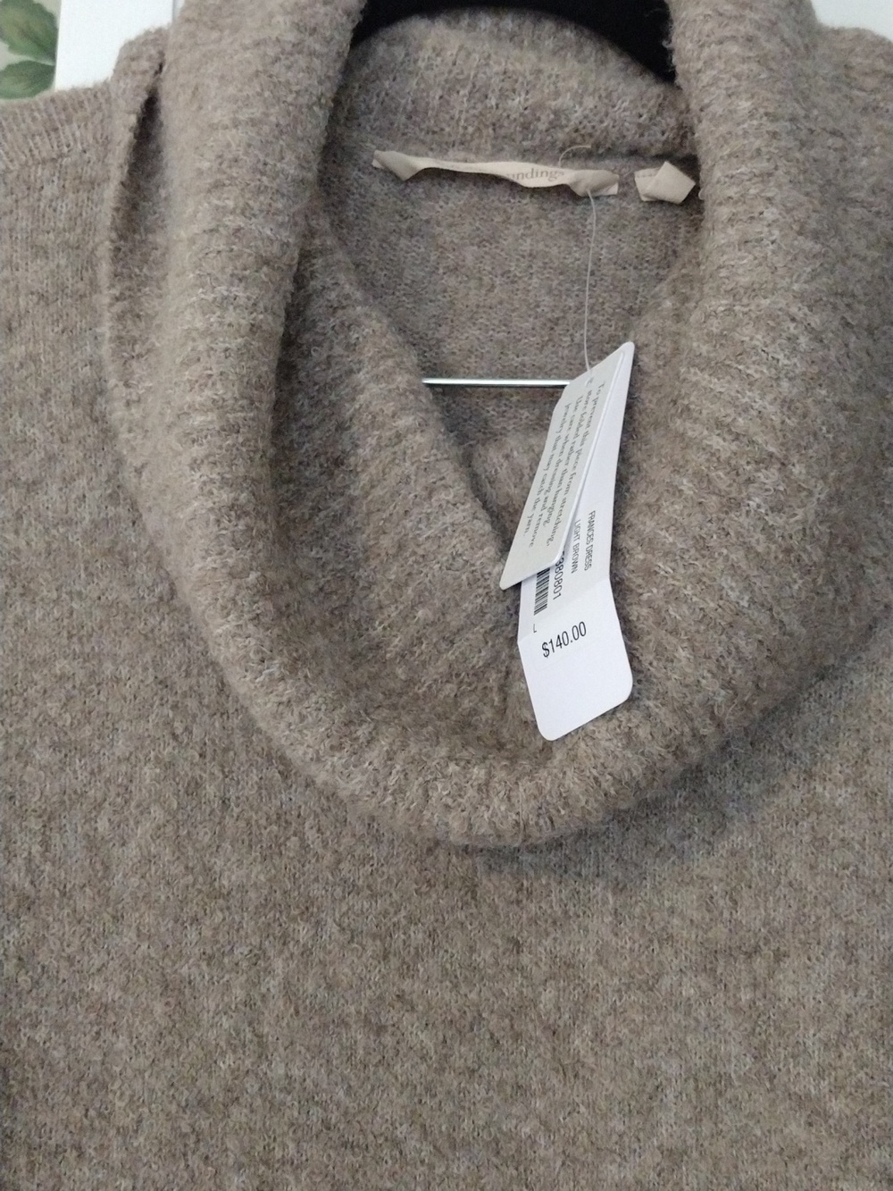Soft Surroundings Taupe Cowl Neck Knit Dress - Picture 5 of 6
